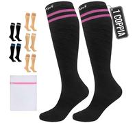 360 Relief Calze Compressione Graduata Classe 1 Donna e Uomo - 15-20 mmHg Gambaletti Compressione per Aereo, Circolazione, Infermiera, Running, Sports - Calzini Compressione S/M Nero