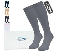 360 Relief Calze Compressione Graduata Donna e Uomo - 1 Coppia Solido Colore Gambaletti Compressione Graduata per Sports, Running, Viaggio, Ciclismo, Lavoro - S/M Grigio con Borsa Lavanderia