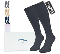 360 Relief Calze Compressione Graduata Donna e Uomo - 1 Coppia Solido Colore Gambaletti Compressione Graduata per Sports, Running, Viaggio, Ciclismo, Lavoro - L/XL Nero con Borsa Lavanderia