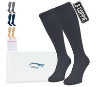 360 Relief Calze Compressione Graduata Donna e Uomo - 3 Coppie Solido Colore Gambaletti Compressione Graduata per Sports, Running, Viaggio, Ciclismo, Lavoro - S/M Nero con Borsa Lavanderia