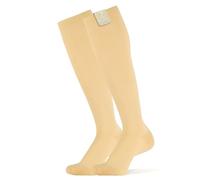360 Relief Calze Compressione Graduata Donna e Uomo, Calze Elastiche | 2 Coppia Calzino Contenzioni ideali per voli corse viaggi e sport Gambaletti Compressione borsa di lavaggio XXL Beige