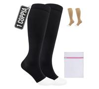 360 Relief Calze Compressione Punta Aperta per Donna e Uomo - Classe 1 Gambaletti Compressione Graduata per Circolazione, Viaggi Aereo, Vene Varicose - Calze Antitrombo 15-20mmHg con Borsa Lavanderia