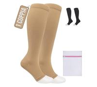 360 Relief Calze Compressione Punta Aperta per Donna e Uomo - Classe 1 Gambaletti Compressione Graduata per Circolazione, Viaggi Aereo, Vene Varicose - Calze Antitrombo 15-20mmHg con Borsa Lavanderia