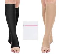 360 Relief Calze Compressione Punta Aperta per Donna e Uomo - Classe 1 Gambaletti Compressione Graduata per Circolazione, Viaggi Aereo, Vene Varicose - Calze Antitrombo 15-20mmHg con Borsa Lavanderia