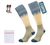 360 RELIEF Calze Elastiche a Compressione graduate 15-20 mmhg - 2 Coppie Calze a Compressione Premium di Classe 1 per Donne e Uomo - Supporto per Corsa, Viaggio, Palestra, Sportivo - L/XL Verde