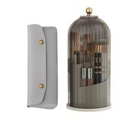 360° Rotante Porta Pennelli Make Up, Organizer Trucchi con Coperchio, Porta Trucchi Organizer con 3 Scomparti, Organizzatore Cosmetic per Pennelli Con borsa per il trucco (nero e trasparente)
