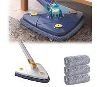 360 Rotatable Adjustable Cleaning Mop, 2022 Upgrade Triangle Cleaning Mop with Automatic Water Squeezing Function, Rotable Cleaning Mop for Walls (White)