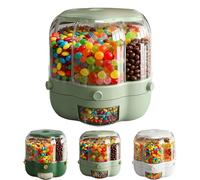 360° Rotating Candy Dispenser 6 Compartments,Candy Dispenser 360° Rotating,Christmas Candies Dispensers,One-Button Dispensing for Snacks,Candies,Coffee Beans,Rice,Grain,Dog Food (Green,Large)