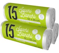 360 Sacchetti Spazzatura - BIODEGRADABILI- MISURA: 55x65 cm - con Manici | Sacchetti Immondizia da 40L, Trasparenti per Raccolta Differenziata | Buste Anti Umidità, Plastica Riciclata, Trasparenti