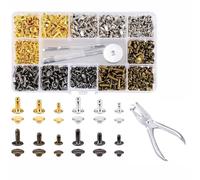 360 Set Rivetti per Cuoio 3 Taglie Rivetti di Pelle Doppio Tappo Tubolare Ribattini per Cuoio Rivettato Viti in Metallo con 3 Pezzi Strumento di Fissaggio borchie per Vestiti, Scarpe, Choker