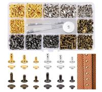 360 Set Rivetti per Cuoio 3 Taglie Rivetti di Pelle Doppio Tappo Tubolare Ribattini per Cuoio Rivettato Viti in Metallo con 3 Pezzi Strumento di Fissaggio borchie per Vestiti, Scarpe, Choker