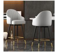 360° Swivel Leather Bar Stools with Back & Footrest Perfect for Kitchen Island Dining Room Breakfast Bar Modern Counter Height Seating