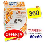 360 TAPPETINI Assorbello PREMIUM 60x60 - QUALITA' SUPERIORE - Traverse per cani