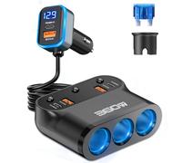 360W Avanzato 9 IN 1 Multi Presa Accendisigari Sdoppiatore per Auto, 36W PD USB Caricatore Adattatore Accendisigari 12V/24V con Interruttore Voltmetro Ricarica Rapida iPhone, Samsung, Dash Cam