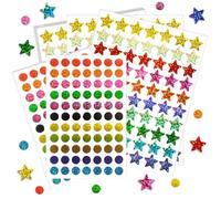 3640 adesivi per bambini, a forma di stella, rotondi, con brillantini, per bambini, 10 + colori da 1,5 cm, con stelle glitterate, 1 cm, puntini adesivi colorati per calendario, fai da te, scrapbooking