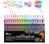 36Color Coloring Lightstick Graffiti Pens, Coloring Lightstick Graffiti Highlighter Pens, Shimmer Double Line Outliner Markers, Colors Double Line Outline Art Pens for Drawing/Greeting Cards (36Color)