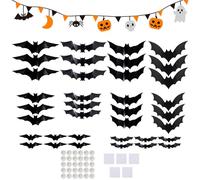 36pc Halloween 3D Adesivi per finestre battite luminose | Adesivo murale 3D pipistrello | Decorazioni carta pipistrelli interni impostati con luce | Spooky Halloweens Party Bats Decor per casa