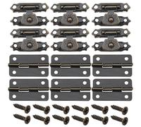 36pcs Scatola di Chiavistello e Cerniere con Vite Antica Piccole Cerniere Vintage Cerniere Porta Accessori per Scatola di Legno Scatola di Gioielli Armadietto, Bronzo Antico