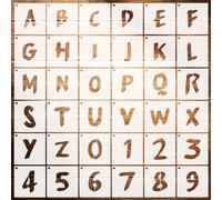36pz Kit Stencil Lettere per Pittura, Stencil Alfabeto e Numeri con Anello Metallo Riutilizzabili Stencil Alfabeto Maiuscolo per Parete Lavagna Tessuto Legno Cartelli Roccia Pianta (10,2cm)