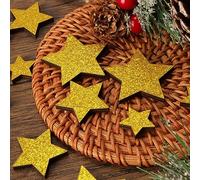 36pz Stelle Dorate in Legno Decorative Natale Stelline Coriandoli Glitterati Decorazioni Natalizie Tavolo Natale Feste (Stelle a cinque punte)