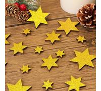 36pz Stelle Dorate in Legno Decorative Natale Stelline Coriandoli Glitterati Decorazioni Natalizie Tavolo Natale Compleanno Feste (Stelle a sei punte)