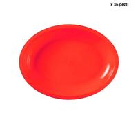 36pz Vassoi ovali in plastica riciclata Clendy riutilizzabili resistenti - rosso