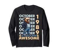 36th Birthday Bear Legends October 1989 36 Years Old Mens Maglia a Manica