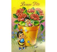 37-041BF - Biglietto di auguri per feste per bambini, motivo: api e fiori, con busta, formato 12 x 17,5 cm, per festeggiare un nome di Santa Patrona Caterina 25 novembre