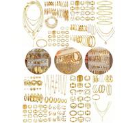 37-68 pezzi Set di gioielli eleganti e vintage con farfalle, cuori, perle finte, nodi a treccia, stelle, lune, strass, fasce larghe, catene a serpente, catene intrecciate, forme geometriche a C, orecc