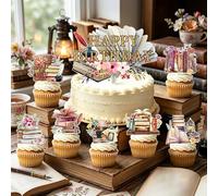 37 decorazioni per torte di compleanno con fiori selvatici, per cupcake, muffin, libri, feste, feste, libri, storie di libri, forniture per feste