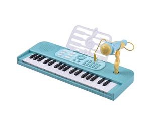 37 Key Electronic Keyboard Piano for Beginners, 7 Tones 8 Drum Group 24 Demos Single Speaker with Music Stand/Microphone, Dual Power Mode Portable Music Piano Keyboards, for