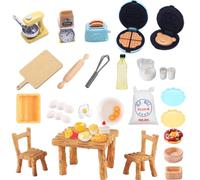 37 Pezzi Set Di Miniatura Accessori Per Casa Delle Bambole, 1:12 Accessori Casa Delle Bambole In Miniatura, Accessorio In Miniatura Per La Cucina, Piatti E Posate Miscelatore Mattarello Farina