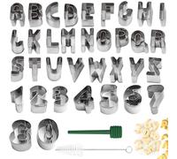 37 pezzi stampi biscotti Set stencil lettere e numeri formine per biscotti | Riutilizzabili acciaio Inox tagliapasta a forma per la Decorazione di Torte Fondente Fai Da Te Accessori Cottura