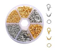 370 Pezzi chiusure per collane,chiusure per braccialetti Kit,gancetti per braccialetti, per gioielli,braccialetti Fai da Te,collane fai da te(Oro, Argento)
