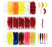 375 Pezzi Silicone Esche Da Pesca In Plastica, Artificiale Vermi Pesce, Silicone Esca Morbida,Per Acqua Salata E Dolce Pesca 150 Vermi Della Farin 200 Piccoli Lombrichi+25 Artificiale Pesce