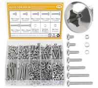376 Pieces M4 Machine Screws Nuts Washers Set, Sutemribor M4 x 6/8/12/16/20/25/30mm Phillips Pan Head Machine Screws Nuts Washers Assortment Kit, 304 Stainless Steel, Fully Threaded