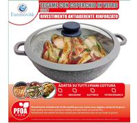 Euronovità EN-20049 Padella Griglia Tegame Wok con Manici, Pietra, Grigio, 28 cm x h.8 cm