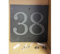 '38' Ardesia Casa Numero Porta Placca Cartello Con Coronata Viti