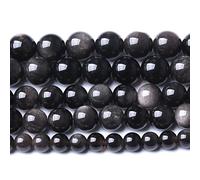 38 perline di ossidiana in argento naturale, 10 mm, per la creazione di gioielli e bracciali