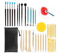 38 Pezzi Attrezzi Ceramica, Attrezzi Scultura, Strumenti per Modellare Argilla, Attrezzi Scultura Argilla per Intaglio Scultura, con Sacchetto Stoccaggio,per Intaglio Scultura,Ceramica e Modellazione
