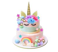 38 Pezzi Decorazione per Torta Unicorno, Toppers per Torta Unicorno,Decorazione Torta Compleanno Ragazze, Unicorno Cake Topper per Bambini Compleanno Festa di Decorazione, Baby Shower