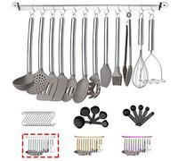 38 Pezzi Set Di Utensili Da Cucina Con Portautensili, Testa In Silicone E Manico In Inossidabile Pentole, Da Cucina Per Di Utensili, Gadget Da Cucina Antiaderenti, Lavabili In Lavastoviglie (Argento)