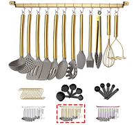 38 Pezzi Set Di Utensili Da Cucina Con Portautensili, Testa In Silicone E Manico In Inossidabile Pentole, Da Cucina Per Di Utensili, Gadget Da Cucina Antiaderenti, Lavabili In Lavastoviglie (Oro)