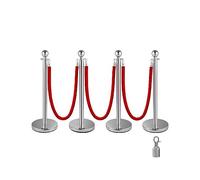 38 pollici 4 pezzi candeliere d'argento posti coda corda di velluto rosso linea di controllo della folla barriere con base stabile for forniture for feste