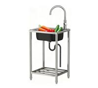 38 x 33 cm. Lavelli esterni autoportanti, lavelli in acciaio inox, lavelli da cucina commerciali, lavelli a mano, lavelli mobili con rubinetto dell'acqua calda e fredda per garage, ristoranti