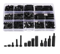 380PCS Nero Maschio Femmina Nylon Hex Spacer 380pcs 380 pezzi Plastica Nylon Nero adatto per viti e dadi di varie dimensioni