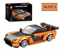 382 Pezzi Auto Sportiva Arancione, Blocchi da Costruzione, Veicolo Creativo da Città, Modello di Auto Classica, Mattoncini, Puzzle da Esposizione su Scrivania, Giocattoli, Regali per le Vacanze