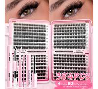 384 pezzi Kit fai-da-te per estensioni ciglia C-Curl drammatiche, mix di misure da 8 a 16 mm, ciglia inferiori fai-da-te, ciglia a ciuffetti volume extra morbide e naturali, per creare uno sguardo Y2K