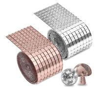 3840 Pezzi Specchio Mosaico Adesivi, Mini Tessere Mosaico 5x5mm Specchio Mosaico Piastrelle Autoadesivi, per Fai da Te, Decorazione (Argento, Oro rosa)