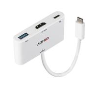 Lindy 43340 cavo e adattatore video 0,18 m HDMI + USB Type-A USB tipo-C Bianco